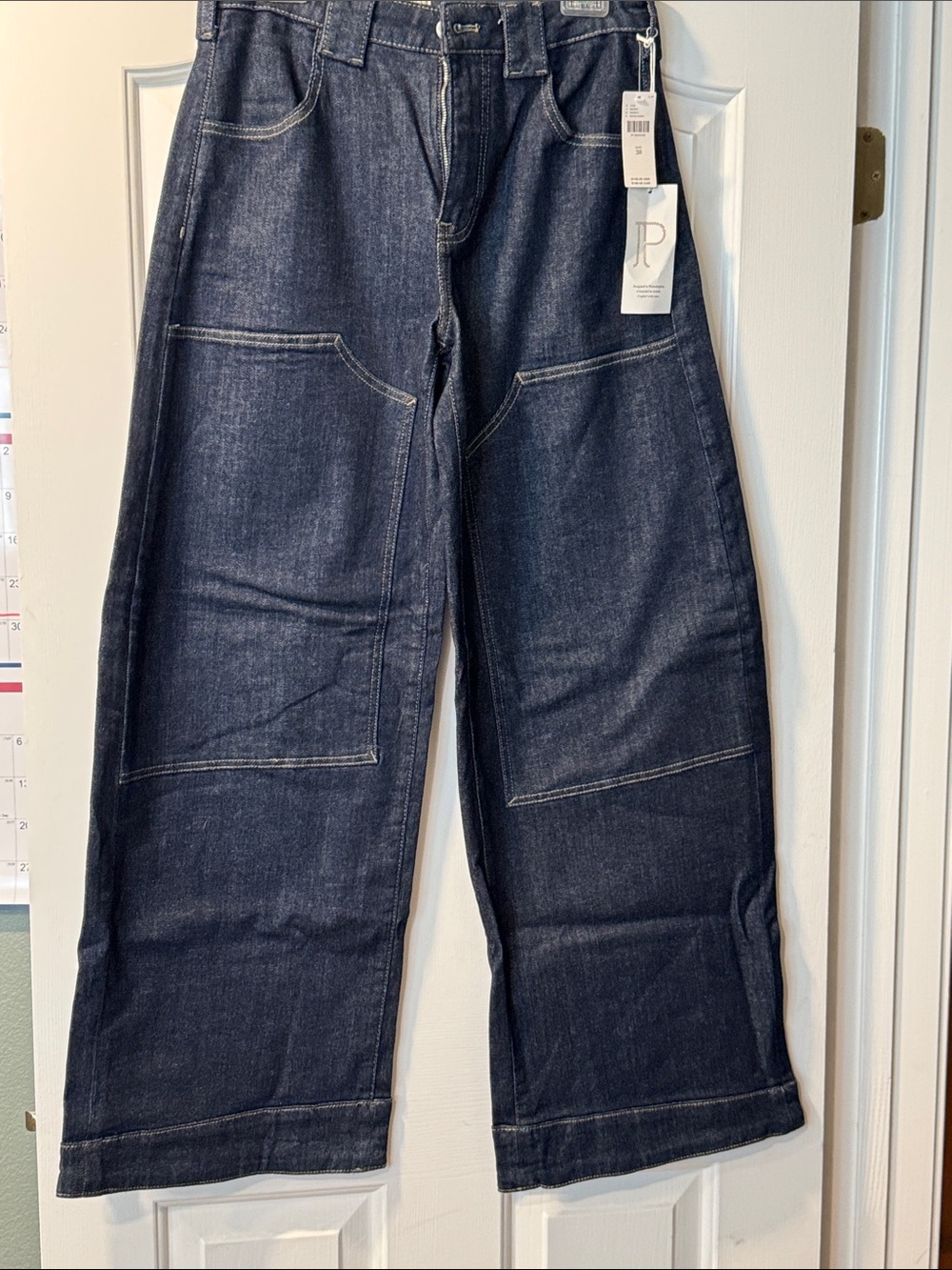 Pilcro Puddle Curve low rise waisted wide-Leg Dark Indigo Pocket Jeans size 28
